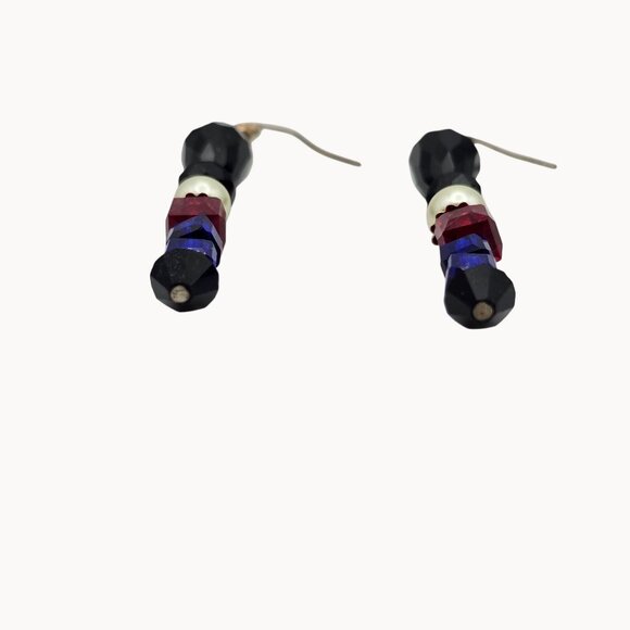 Beaded Toy Soldier Dangle Drop Black/White/Red/Blue Hook Fashion Jewelry Earring - Picture 2 of 9